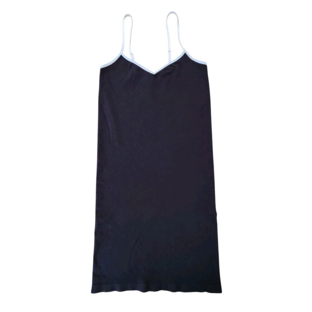ANTHROPOLOGIE WOMEN DRESS MINI BODY CON STRETCH TIGHT BLACK WHITE STRAPPY LG XL